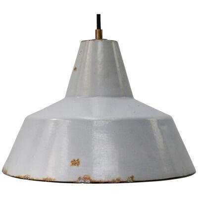 Vintage Dutch Industrial Gray Enamel Hanging Lamp Pendant by Philips