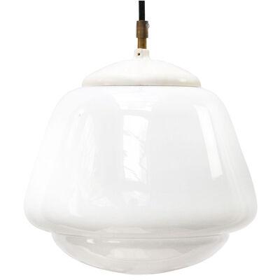 White Opaline Glass Vintage Industrial Pendant Lights
