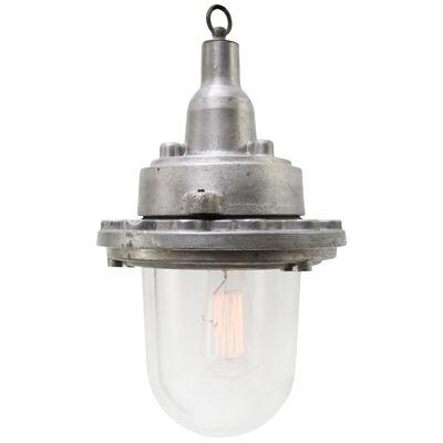 Silver Metal Vintage Industrial Clear Glass Pendant Light
