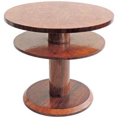 Italian 1930s Two-Tier Round Wooden Coffee Table attributed to Gio Ponti
