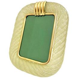 Barovier Toso Contemporary 24 Kt Gold Chartreuse Murano Glass Photo Frame