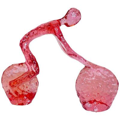 Contemporary Red Lucite Sculpture of Modern Minimalist Cyclist