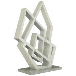 Bespoke Italian Aluminum Handmade Geometric Modern Tall Sculpture on Marble Base