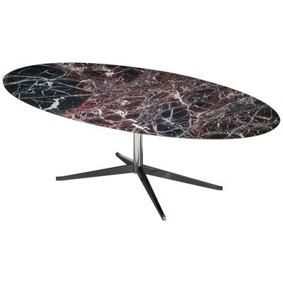 Oval Burgundy Marble Dining Table by Florence Knoll, United States, 1960s