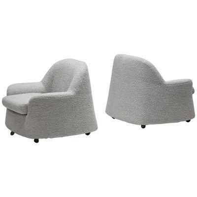 Afra & Tobia Scarpa Lounge Chair in Bouclé Wool, Italy, 1960s