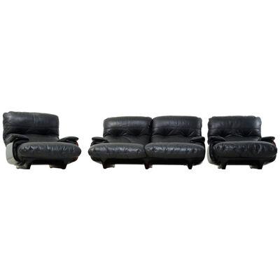 Ducaroy Ligne Roset Sofa Set in Brown Perspex with Black Leather
