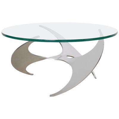 Aluminum and Glass Propeller Coffee Table by Knut Hesterberg for Ronald Schmitt