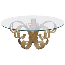 Huge Hollywood Regency Wrought Iron Italian Coffee Table with Glass Top