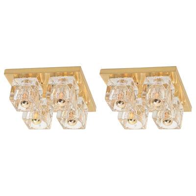 Pair of Cubic Flush Mount by Peill & Putzler, Germany	