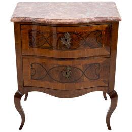 Baroque-style Chest of Drawers with Marble Top, Walnut, Germany 19th Century