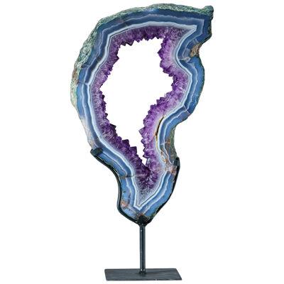 Genuine Amethyst Geode Slice on Stand from Brazil (11 lbs)