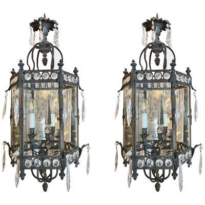 A Pair of 19th Century French Bronze Lanterns