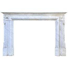 An Antique large French Louis XIV Style Carrara Marble Fireplace Mantel 