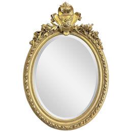 An Oval Gold Gilt French Napoleon III Antique Mirror 