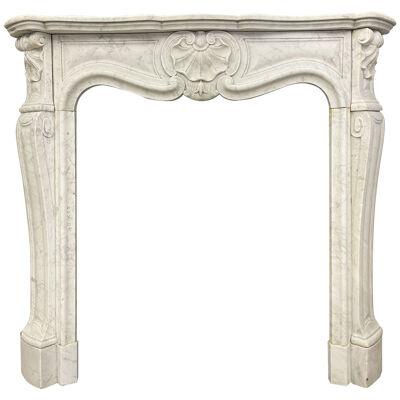 Carrara Marble Louis XV Style Antique Fireplace Mantel
