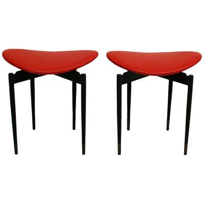 Mid Century Set of Two "Lutrario" Stools Designed by Carlo Mollino, Italy, 1959