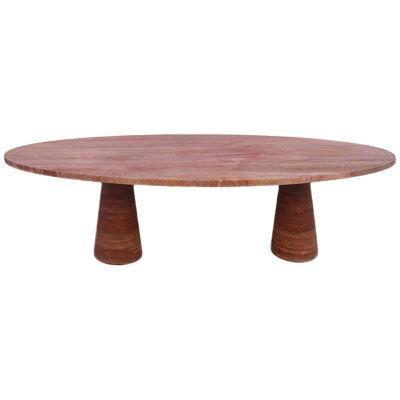 Italian Red Marble Persa Dining Table with Oval top and Rounded Solid Legs