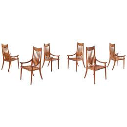 Set of 6 High Back Dining Chairs by Sam Maloof, 1983