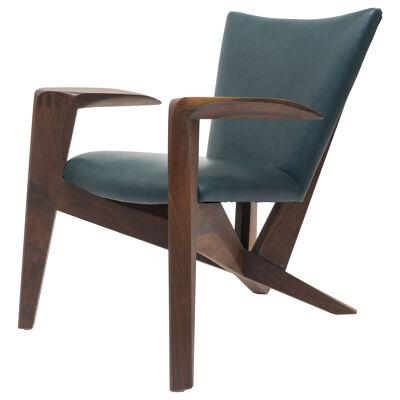 Contemporary walnut and leather, Exe-armchair 