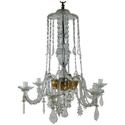 A BOHEMIAN LATE 18TH C CHANDELIER WITH SIX CANDLEHOLDERS.