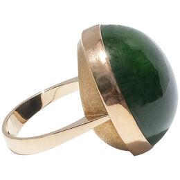 14k Gold Ring with a Cabochon Cut Cromium Diopside Made Year 1966