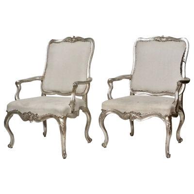 Pair of rococo armchairs, 18th c.