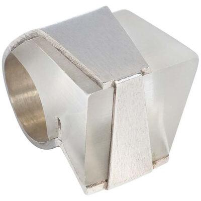 Silver and Acrylic Ring by Atelier Borgila Made Year 1972