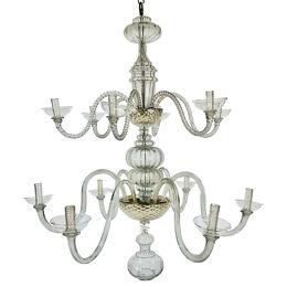Large 12 light Rococo chandelier. Mid 18th c.