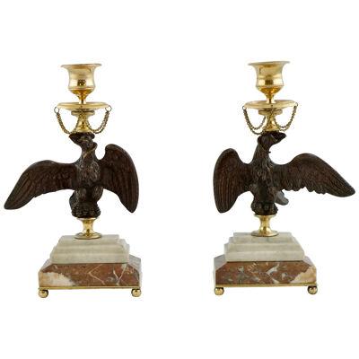 A pair of candlesticks made around year 1800.