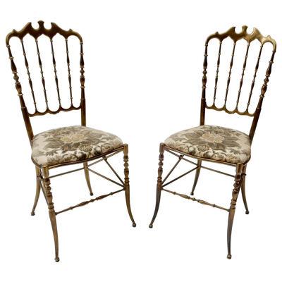 Pair of Brass Italian Chairs by Chiavari