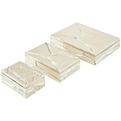Set Aimara Boxes: Small, Medium & Large, Alpaca Silver