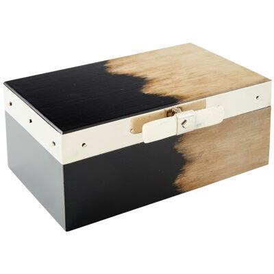 Porteño Small Black & Cream Hand Painted Wood Box