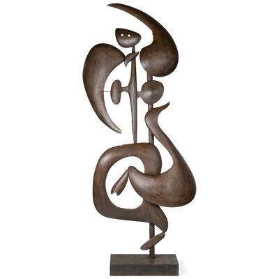Sculpture entitled “Lutine bombée” in corten metal, Contemporary work