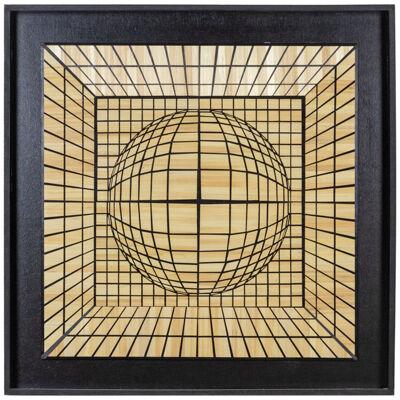 Kinetic Panel in Straw Marquetry, Contemporary Work by Marianne Leal