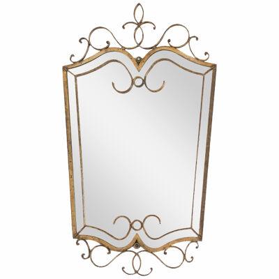 Art Deco Style Mirror in Gilded Iron, 1950s