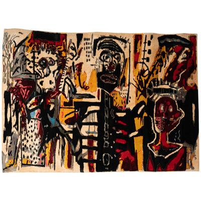 D’après	Jean-Michel Basquiat.	Tapis,	ou	tapisserie « Notary	».	
