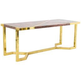 Table in Gilt Brass and Pink Granite, Italy, 1970s