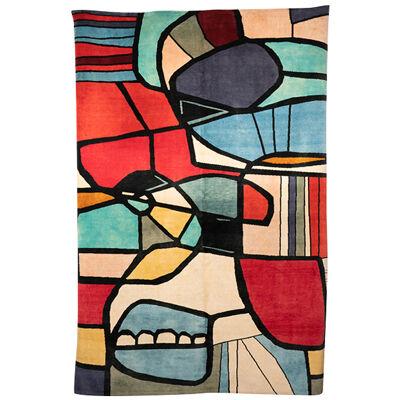 Rug,	or	tapestry,	abstract	and	in	wool.	Contemporary	work.