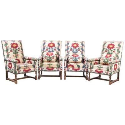 Set of four Louis XIV style armchairs. 20th century.