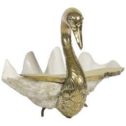 Brass and Shell Swan, Binazzi Style, circa 1970