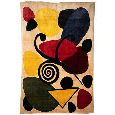 After Alexander Calder.	Rug,	or 	tapestry abstract and	in	wool. 