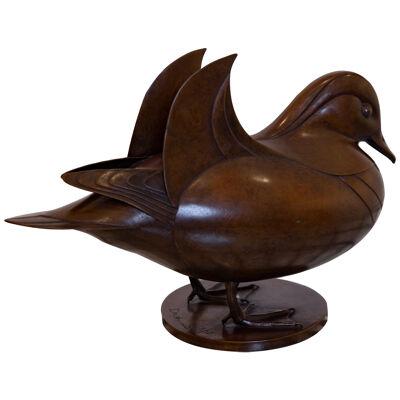 Patinated Bronze Mandarin Duck by Geoffrey Dashwood