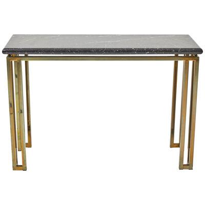 Marble Topped Console with a Brass Base
