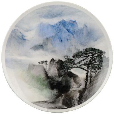 Li Linhong (1942) "Mount Huangshan" Artist Marked Plate Chinese Porcelain