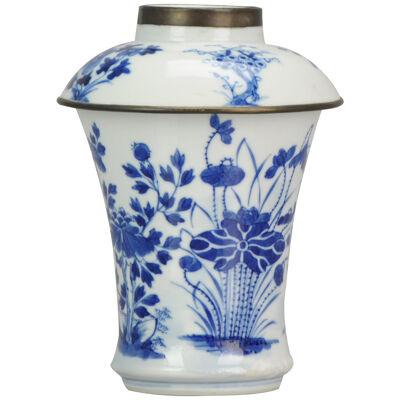 Antique Chinese Porcelain 19th century Bleu de Hue Lidded Jars Vietnamese market