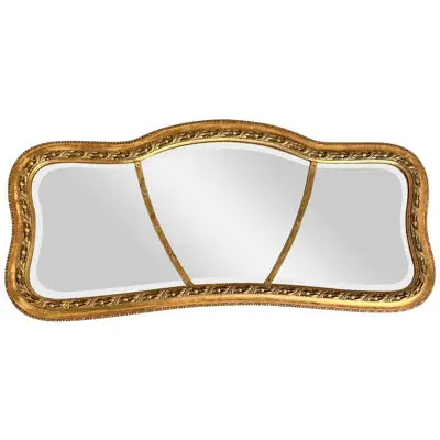 Antique gold leaf rectangular wall mirror, Italy 1850's