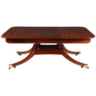 George III figured mahogany extending centre pedestal dining table attb Gillows