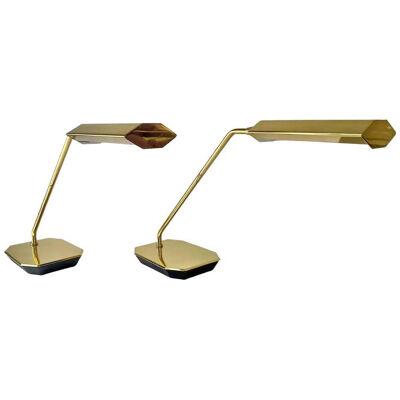 Mid-Century Modern Rare Koch & Lowy adjustable Pharmacy Brass Desk Lamp, a Pair