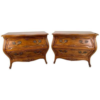 Century French Provincial Bombe "Coeur De France" Collection Nightstand, a Pair