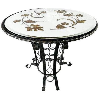 Gilbert Pouillerat Style Art Deco Wrought Iron Centre Table with Mirrored Top